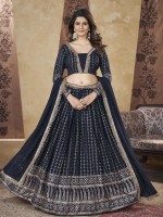 Navy Blue Georgette Lehenga Choli